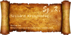 Szilárd Krisztofer névjegykártya